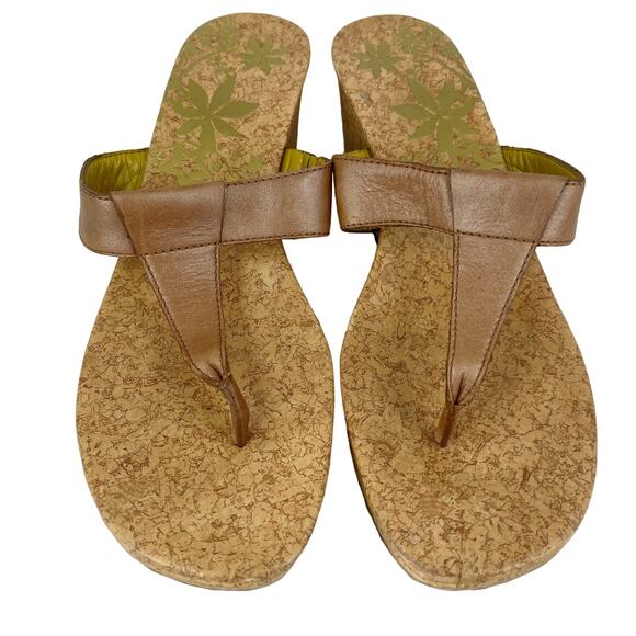 Timberland Wedge Thong Sandals 8 Brown Leather Cork - Picture 10 of 11